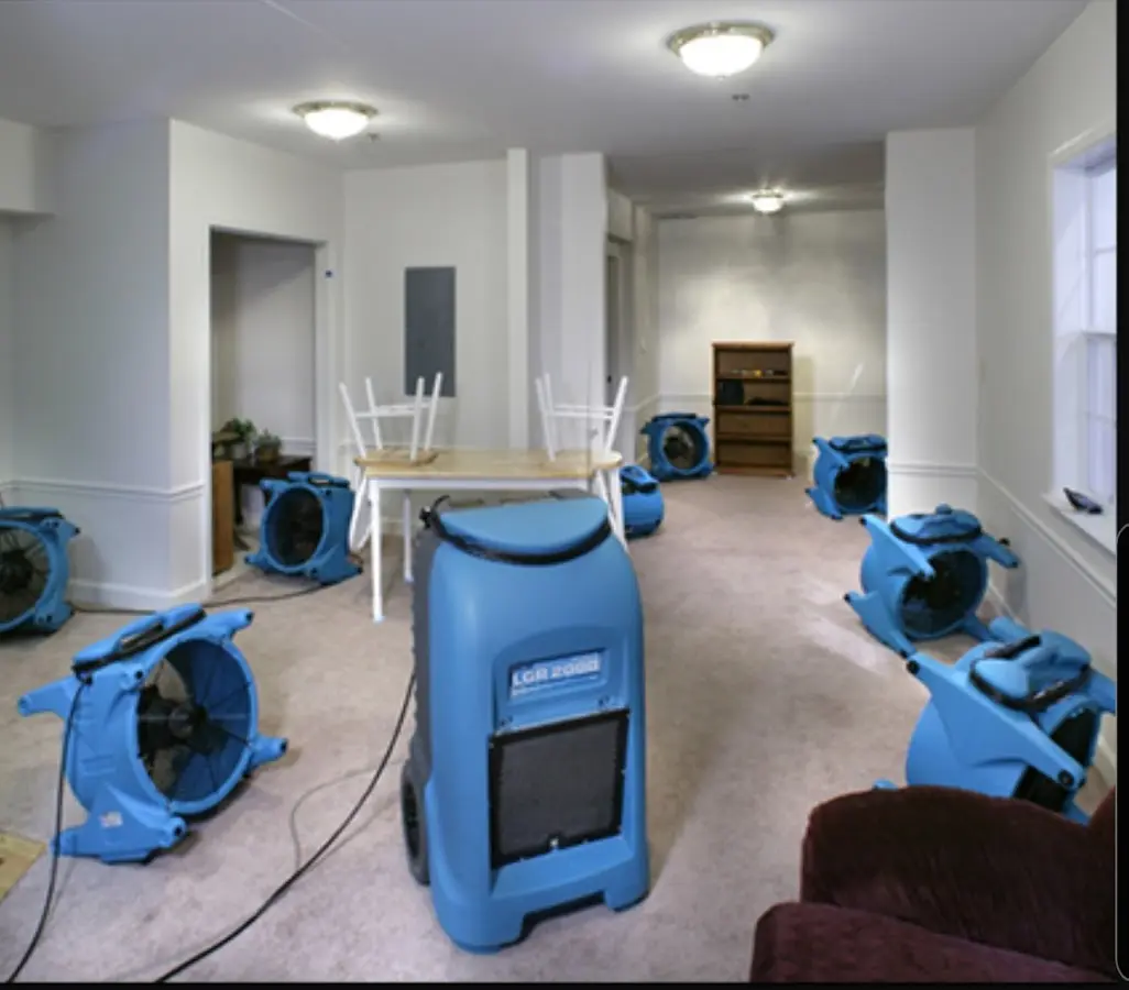 Air movers and dehumidifier setup for Water Damage Restoration in Druid Hills
