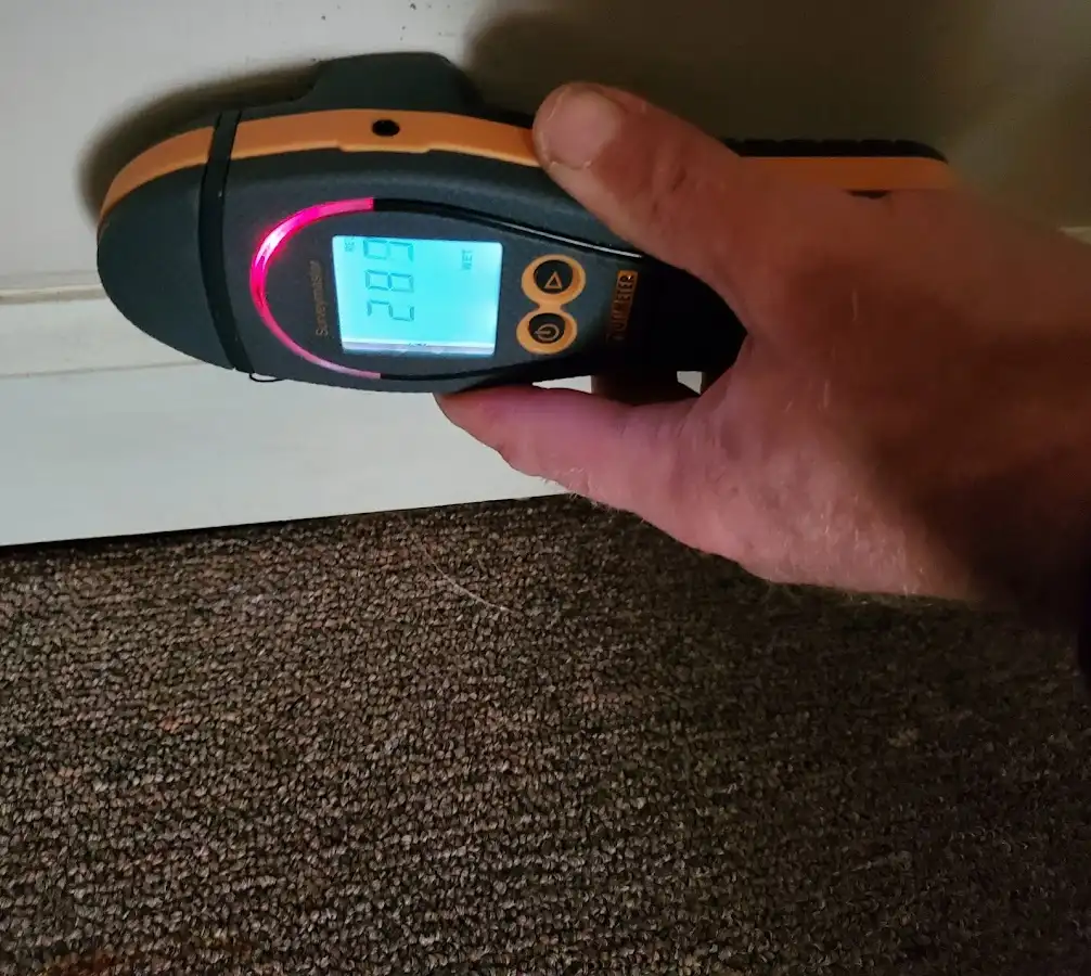 Moisture detection at baseboard during Sewage Cleanup & Sanitation in Druid Hills